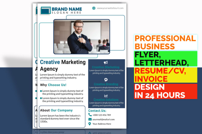 I will design best flyer, letterhead, resume, invoice in 24 hours