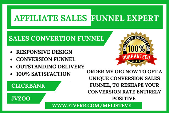 I will design clickbank affiliate marketing sales funnel, landing page in clickfunnels