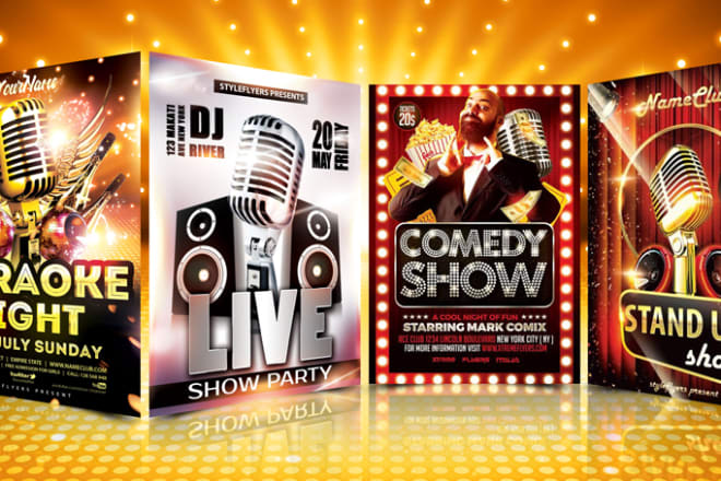 I will design comedy night open mic stand up comedy karaoke flyer poster