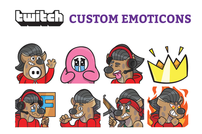 I will design custom emblems or emoticons for your twitch channel