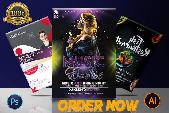 I will design event flyer, business, party, bifold, brochure in 10 hrs