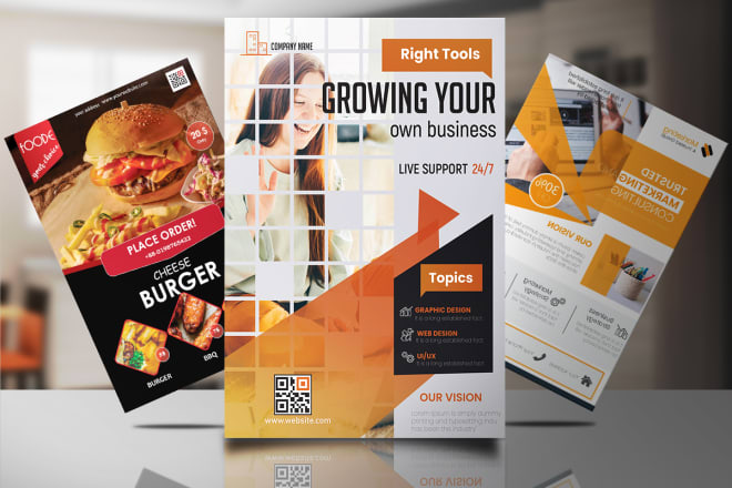 I will design flyer,brochure,book cover,restaurant menu,voucher,gift card,banner,poster