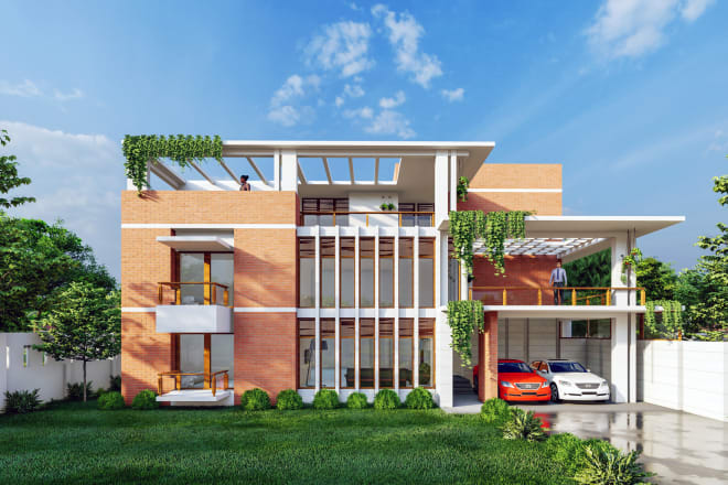 I will design house, building with exterior 3d rendering