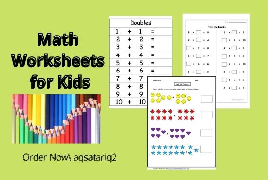 I will design math and english worksheets for kids grade 1 to 5