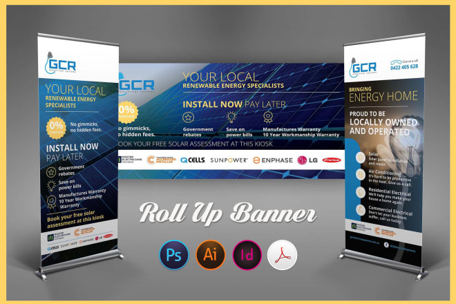 I will design roll up banner, pop up banner and banner ads