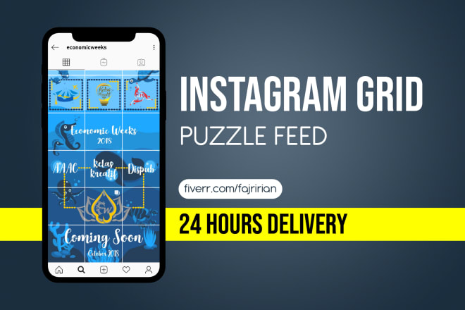 I will design stylish instagram grid puzzle feed in 24 hours