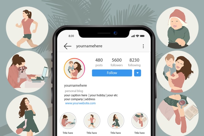 I will design the instagram icons story highlights in flat custom style