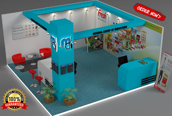 I will design your 3d exhibition booth, stall, kiosk and stand