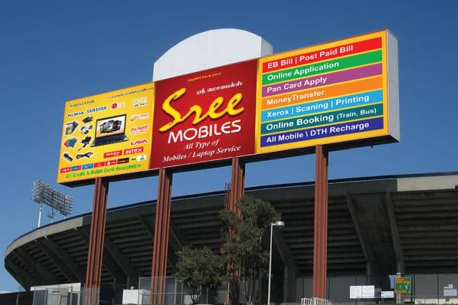 I will designee roll up banner, outdoor advertising, sign board