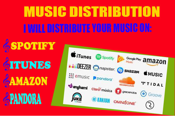 I will distribute your music to spotify, apple music, tidal and others