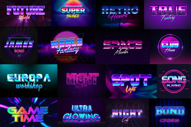 I will do 80s style typography logo, game poster, banner etc