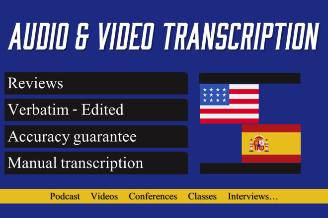 I will do accurate spanish audio or video transcriptions