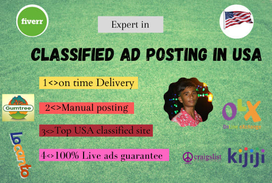 I will do classified ad posting buy USA in top rated sites