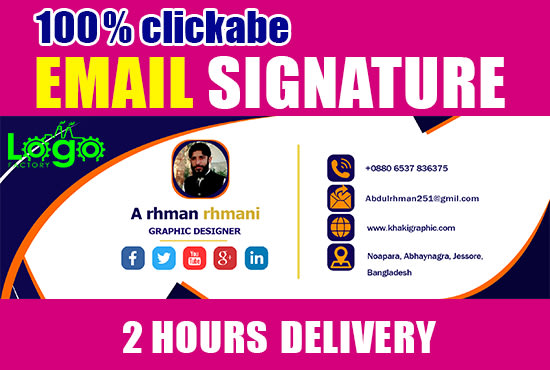 I will do clickable design professional email signature