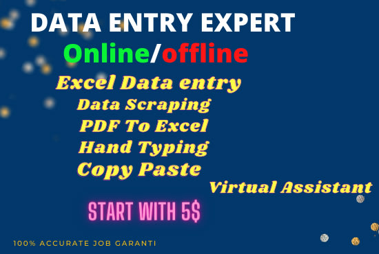 I will do data entry, copy paste, and digital marketing jobs