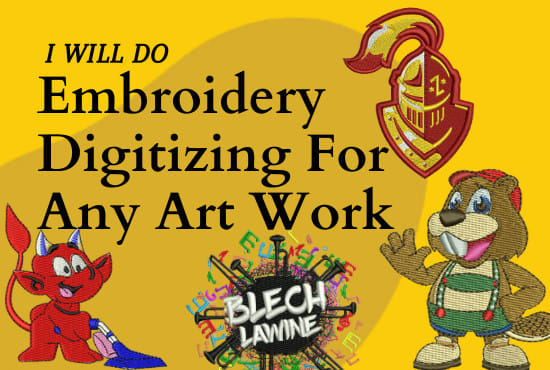 I will do embroidery digitizing for any art work