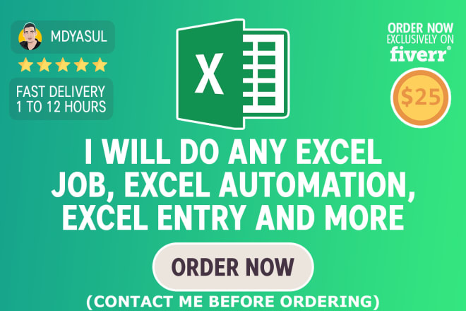 I will do excel spreadsheet, excel vba, data entry, excel functions