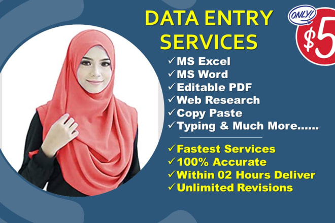 I will do fastest excel data entry, typing jobs within 2 hours