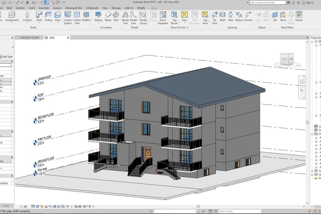 I will do floor plans, sections, elevations in rivet bim also optional 3d shots