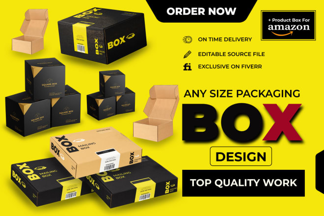 I will do product packaging box design, box packaging with dielines