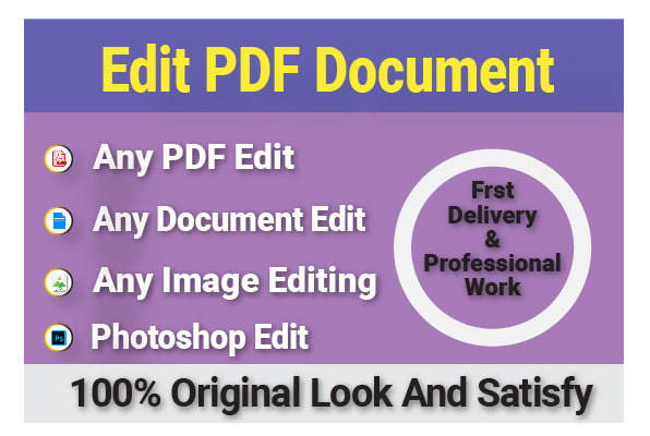 I will document edit pdf edit pdf to word photoshop work in 3hrs