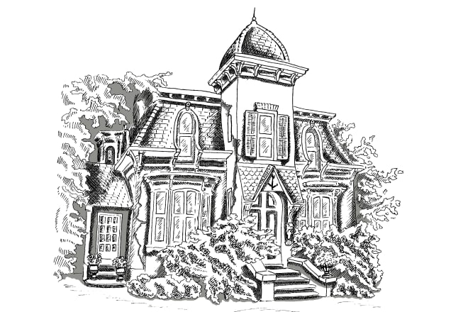 I will draw a house realistic or fantastic illustration