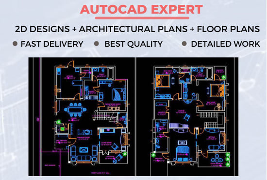 I will draw anything in autocad 2d, floor plans architectural plans and more