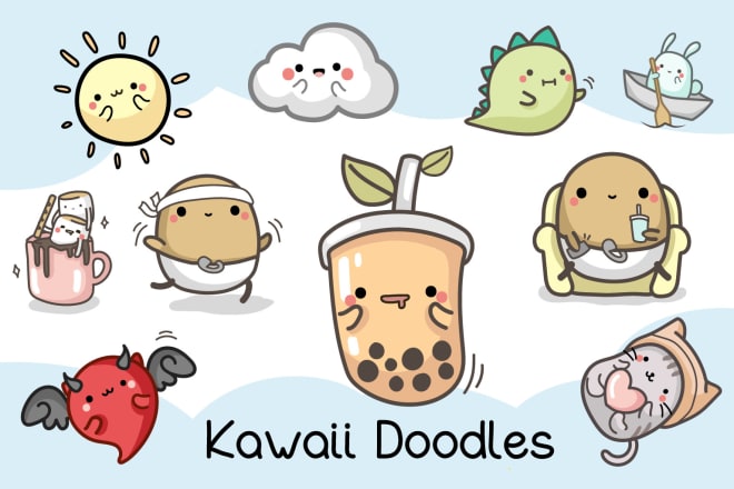 I will draw kawaii cartoon logo design or stickers for you