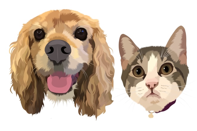 I will draw vector illustration your dog cat or pet 12 hrs