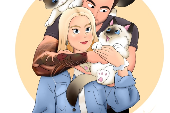 I will draw you and your pet disney style