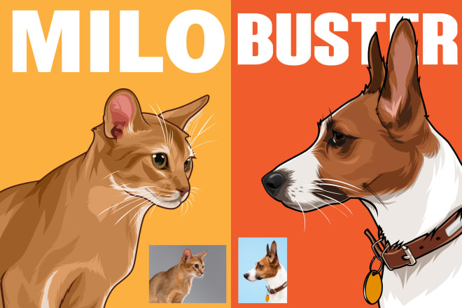 I will draw your dog cat or pet animals in vector art illustration