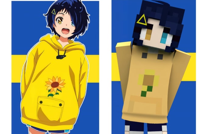 I will draw your minecraft and roblox skin into a cartoon avatar