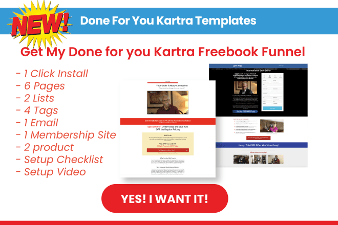 I will give you a done for you free book funnel with kartra