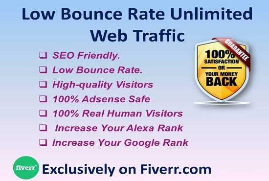 I will guarantee 70,000 low bounce rate unlimited web traffic
