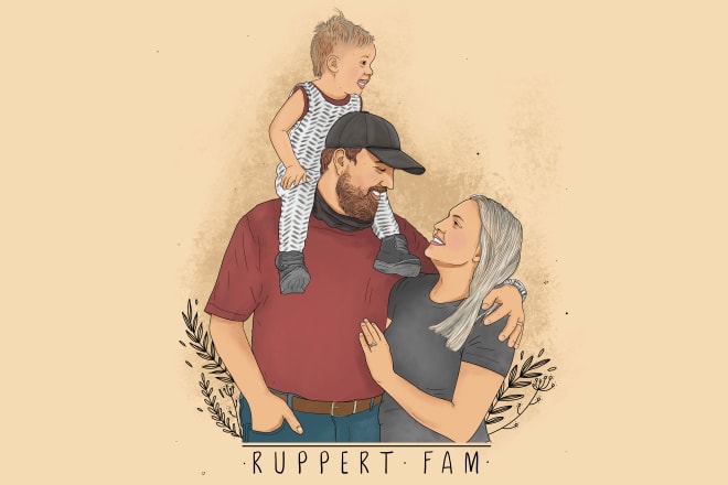 I will illustrate cute doodle portrait for couple or family