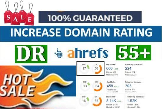 I will increase domain rating DR on ahref 50 plus quickly