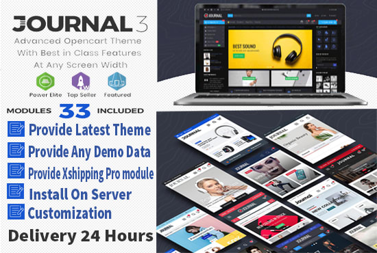 I will install and customize journal 3 theme opencart