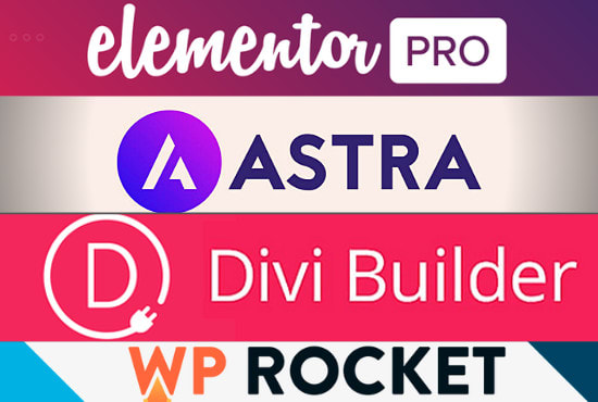 I will install elementor pro, astra pro, wp rocket pro, with the license in 6 hours