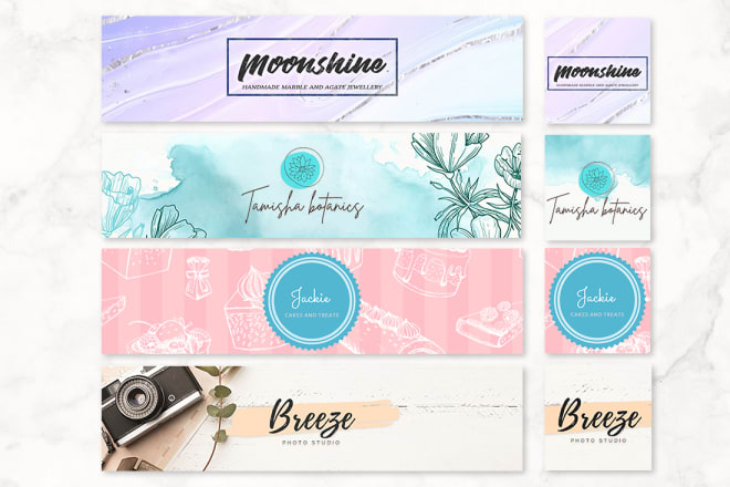 I will make etsy shop banner, cover photo, thank you card, business card