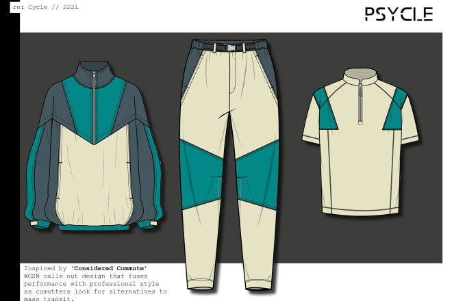 I will menswear activewear technical drawings