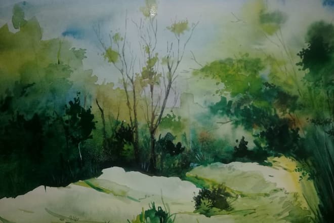I will paint watercolor landscapes for you
