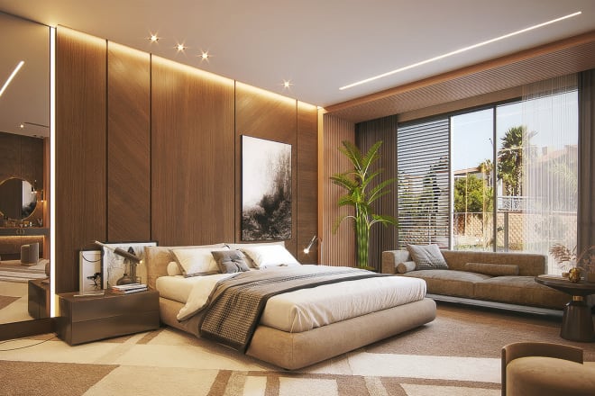 I will plan rendering 3d bedroom interior design modern luxury minimal