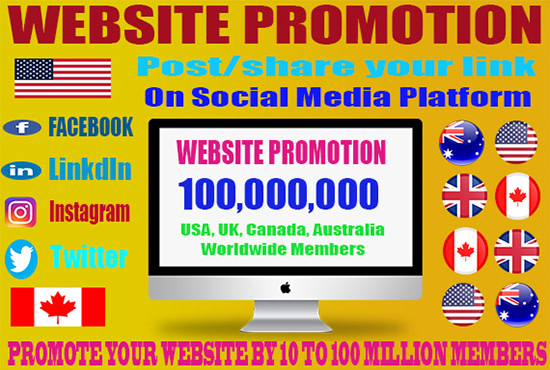 I will promote and advertise website, business, product, and any link on social media