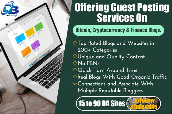 I will provide guest posting services on bitcoin, cryptocurrency and finance blogs