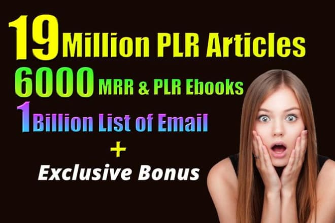 I will provide mega pack of articles, ebooks, email list of 1 billion