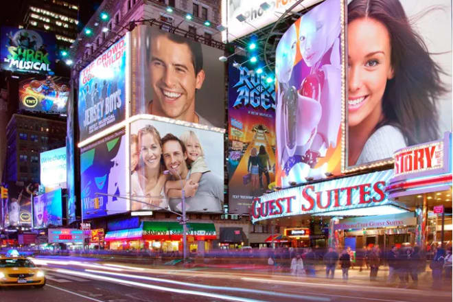 I will put your logo or photo on 30 BILLBOARDS at famous places virtually