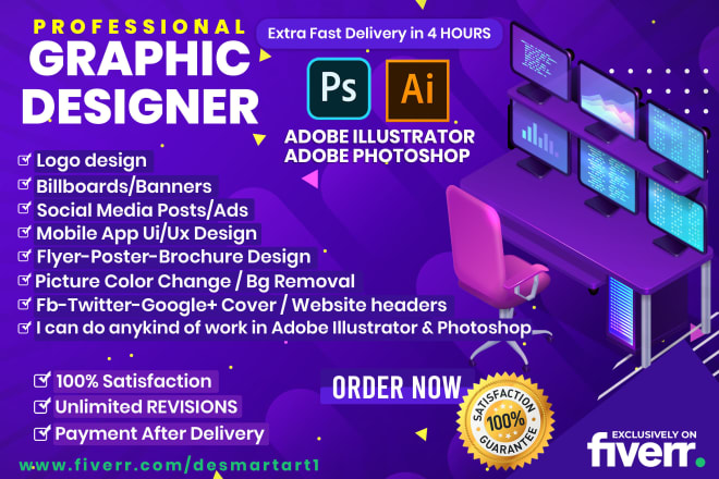 I will recreate or do any graphics in adobe photoshop, adobe illustrator in 4 hours