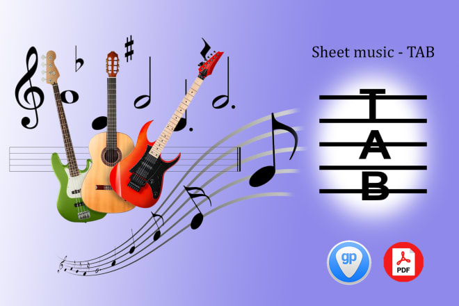 I will transcribe guitar and bass sheet music to tabs