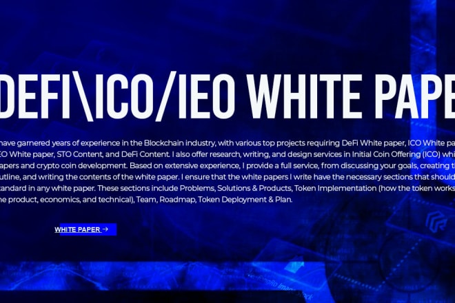 I will write and design a defi or nft or ico white paper