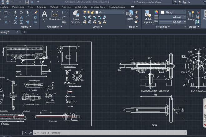 I will 2d mechanical part drawing and assembling drawing in autocad